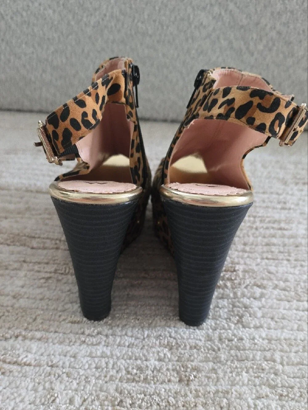 Madison Leopard Print Peep-Toe Wedge Sandals